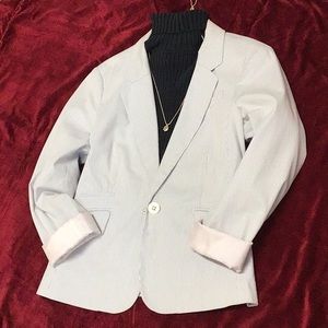 TOMMY PINSTRIPE BOYFRIEND JACKET SZ 12